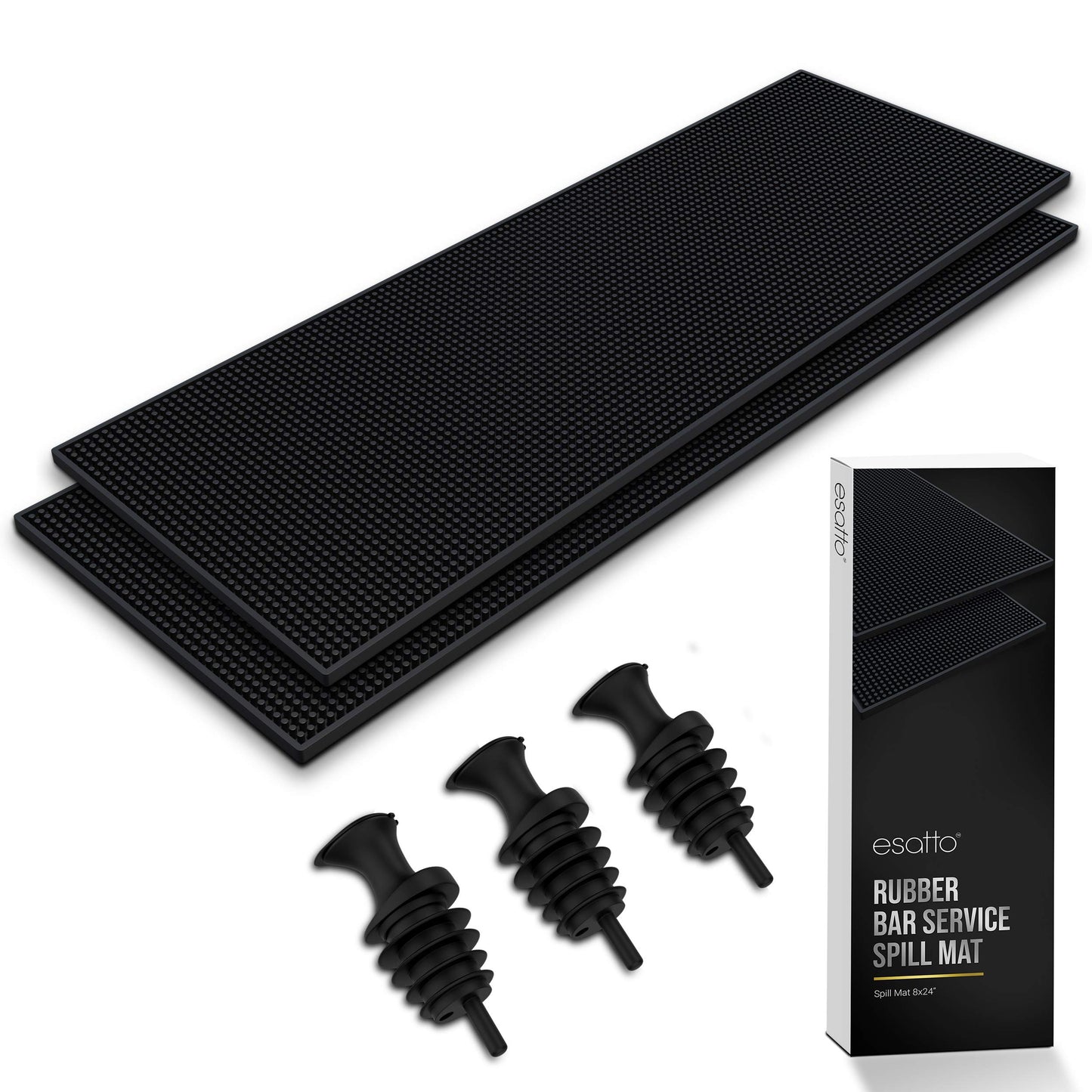 Esatto Professional Bartender Service Mat, Black – Sturdy and Environmental Rubber Bar Service Mat for Protection and Cleanliness, Useful in Bars, Coffee Shops, Restaurants