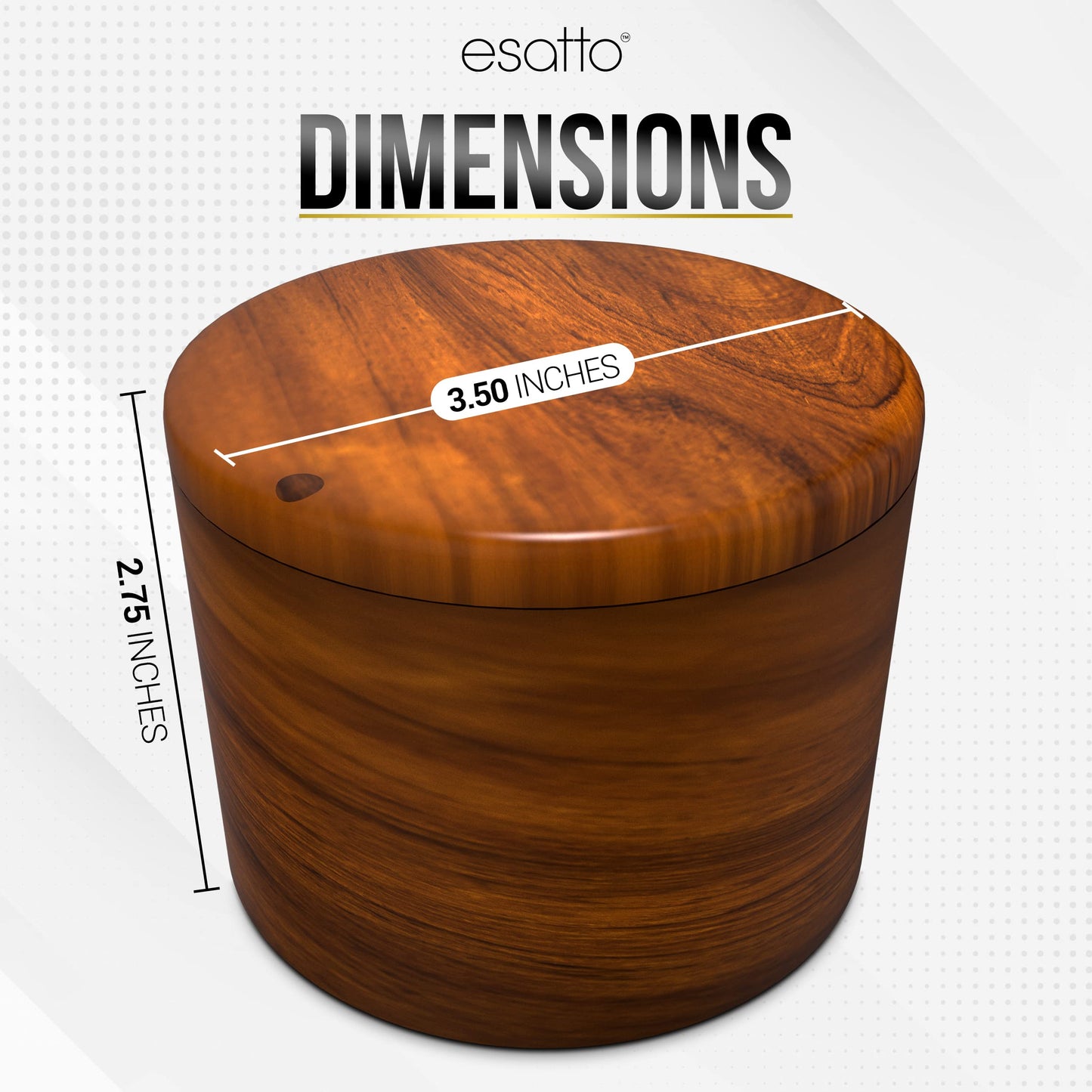 Essato Round Acacia Wooden Salt Box, Magnetic Swivel Lid, Salt pepper or Spice Storage Box, 2 Wine Pourers Included