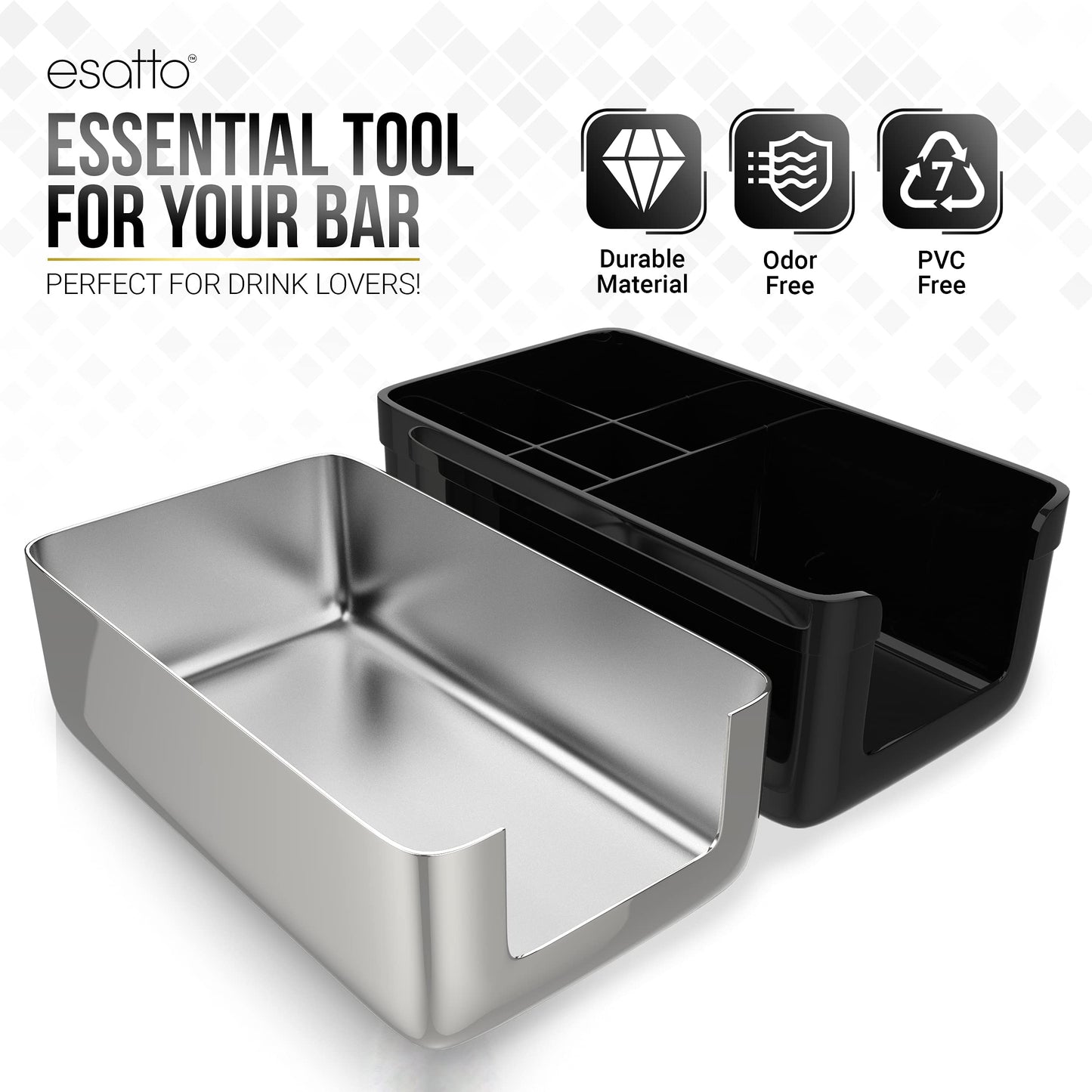 Esatto Bar Products Premium Bar Caddy, with Additional 12 Pourers and 12 Pourer Covers