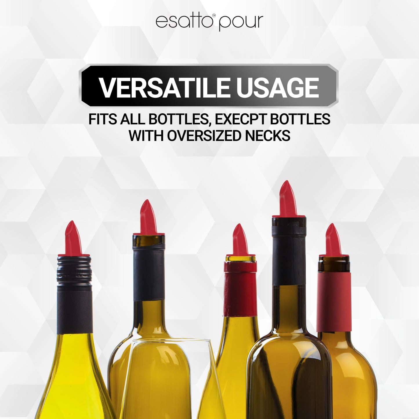 Esatto Pieces Plastic Bottle Pourer or Liquor Spout - Versatile Drink and Alcohol Pourer, Easy Install, Durable Bar Tool
