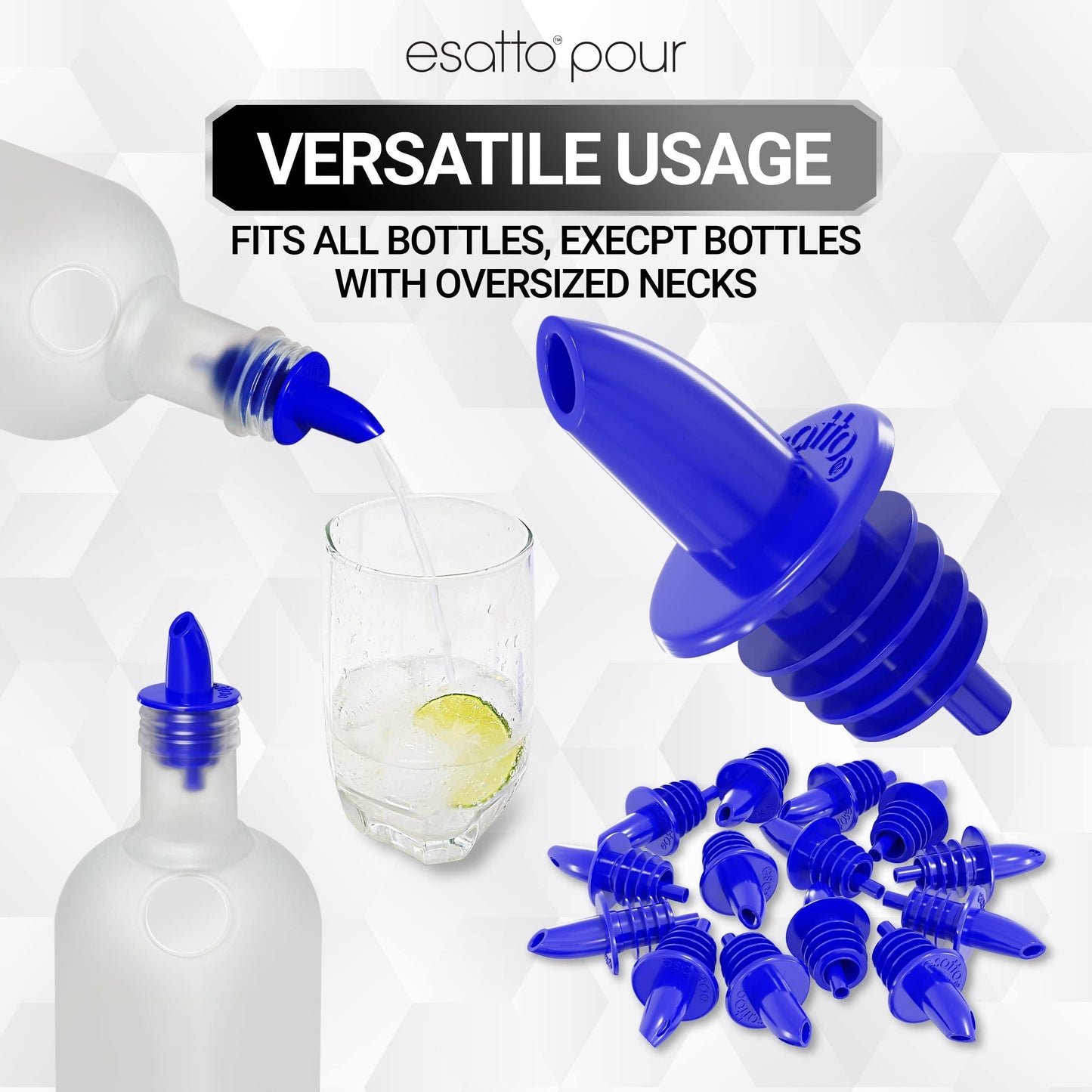 Esatto Pieces Plastic Bottle Pourer or Liquor Spout - Versatile Drink and Alcohol Pourer, Easy Install, Durable Bar Tool