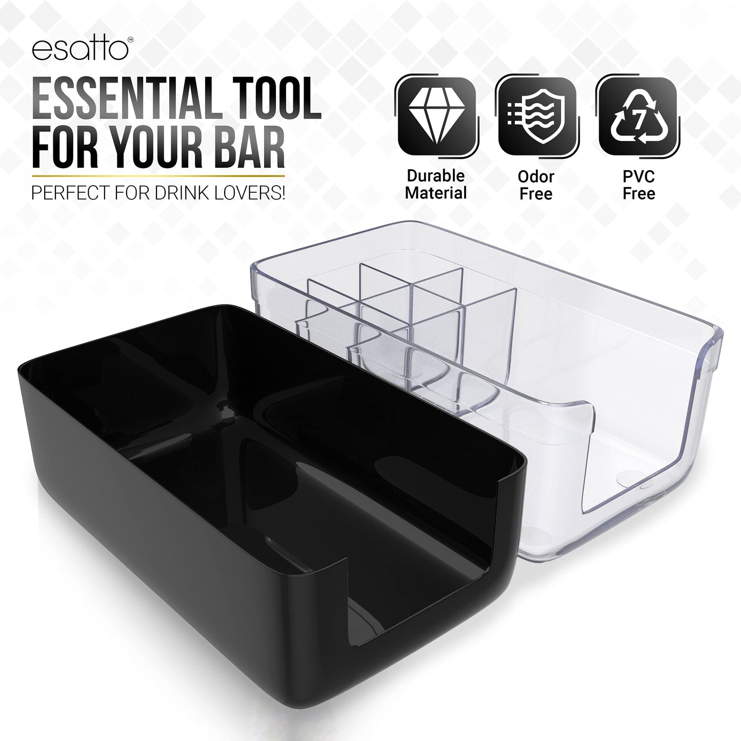 Esatto Bar Products Premium Bar Caddy, with Additional 12 Pourers and 12 Pourer Covers
