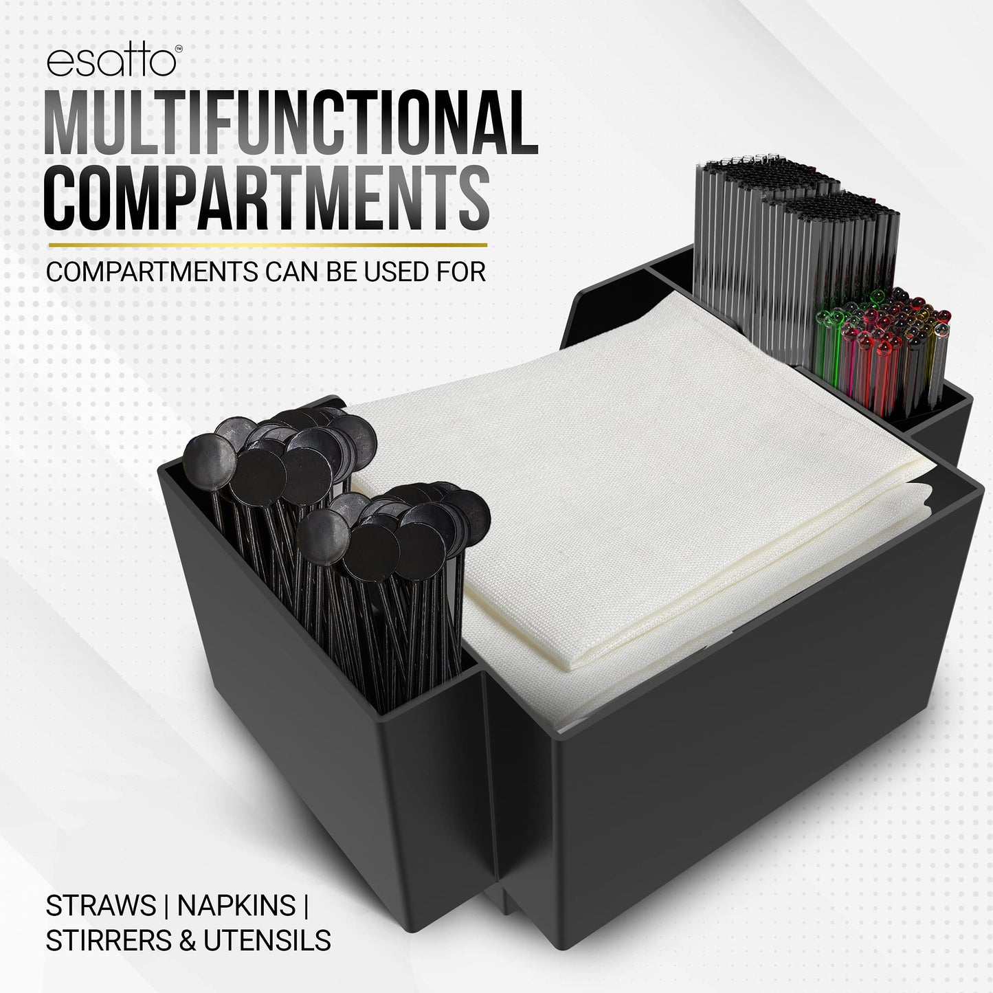 Esatto Bar Caddy, Organize Bar Items, with 12 Plastic Pourers Included