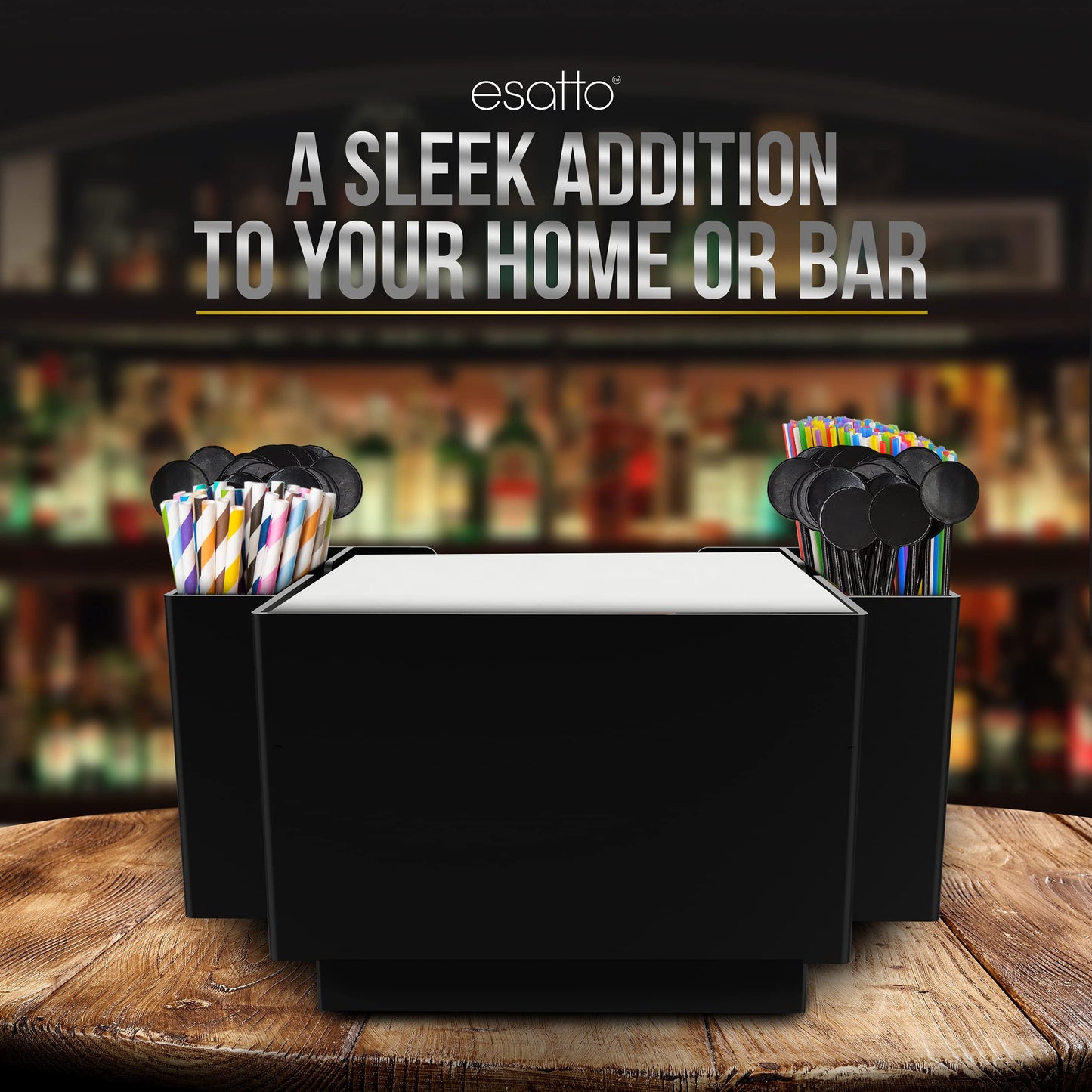 Esatto Bar Caddy, Organize Bar Items, with 12 Plastic Pourers Included