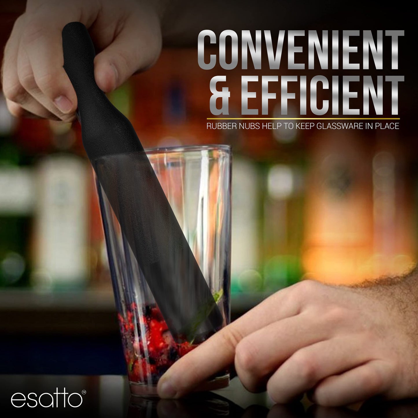 Esatto Muddler 25 CM (10”) Ribbed – ABS, – Durable and Ribbed for Mashing Fruits, Berries, Sugar, Spices, and Herbs (White)