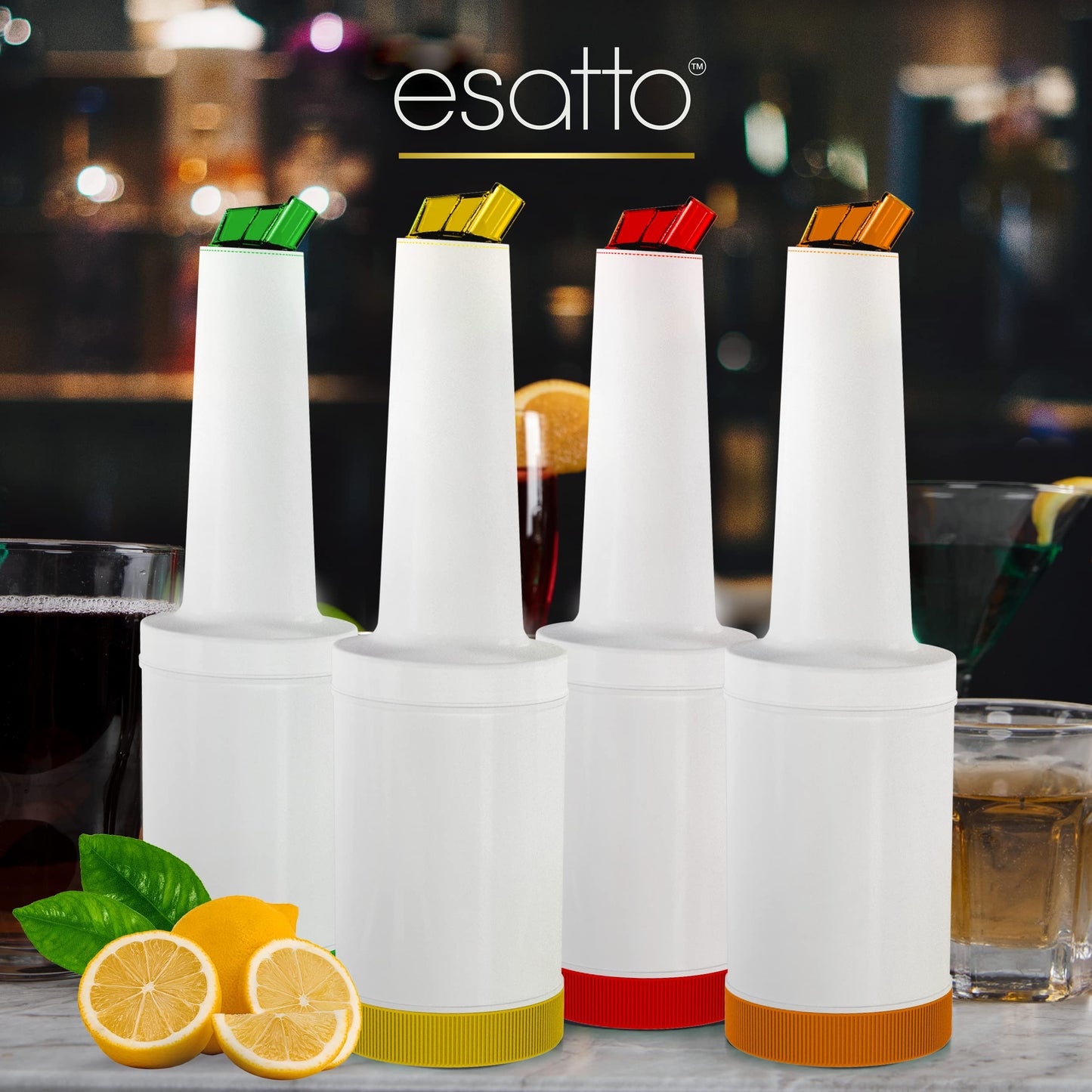 Store and Pour Juice Containers 1 Quart β Flow N Stow Fruit Juice Bottles β Easily Mix, Pour, Store - Bar Supplies Liquor and Juice Pouring Bottles - 1 bar mat for countertop - 12 pourers pour spout