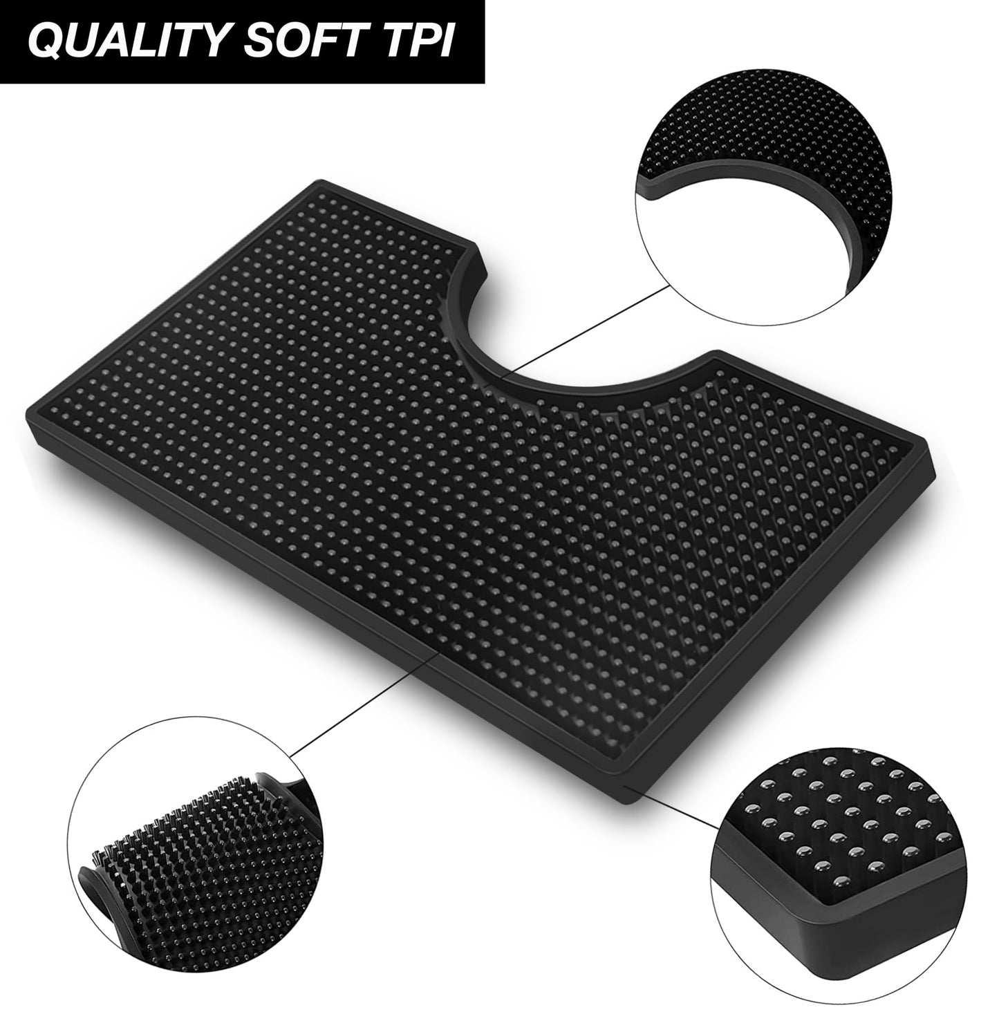 Esatto Beer Drip Tray, Non-Slip Rubber Kegerator Surface Mount Drip Tray Mat, Beverage Bar Drip Tray with Draft Beer Tower Spill Mat Flange Cutout Beer Coffee Service Mat Counter Top Drip Tray