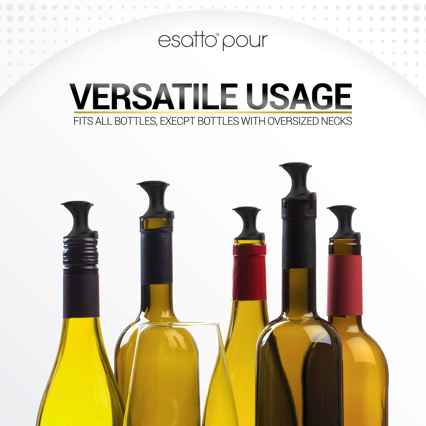 Esatto Pour and Seal, Pourer with Lid – Easy Pour, Lid for Healthy Practices, Professional Bar Tool