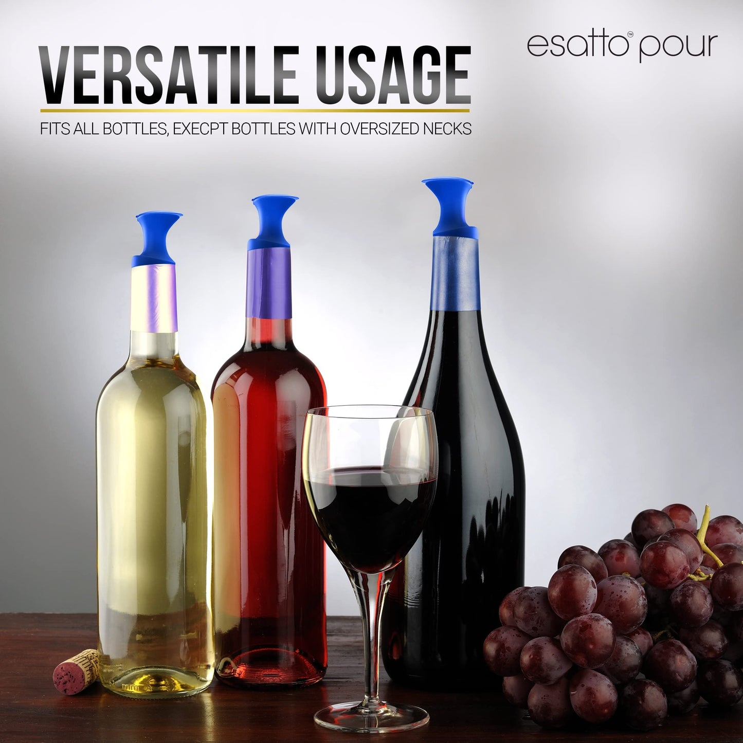 Esatto Pour and Seal, Pourer with Lid – Easy Pour, Lid for Healthy Practices, Professional Bar Tool