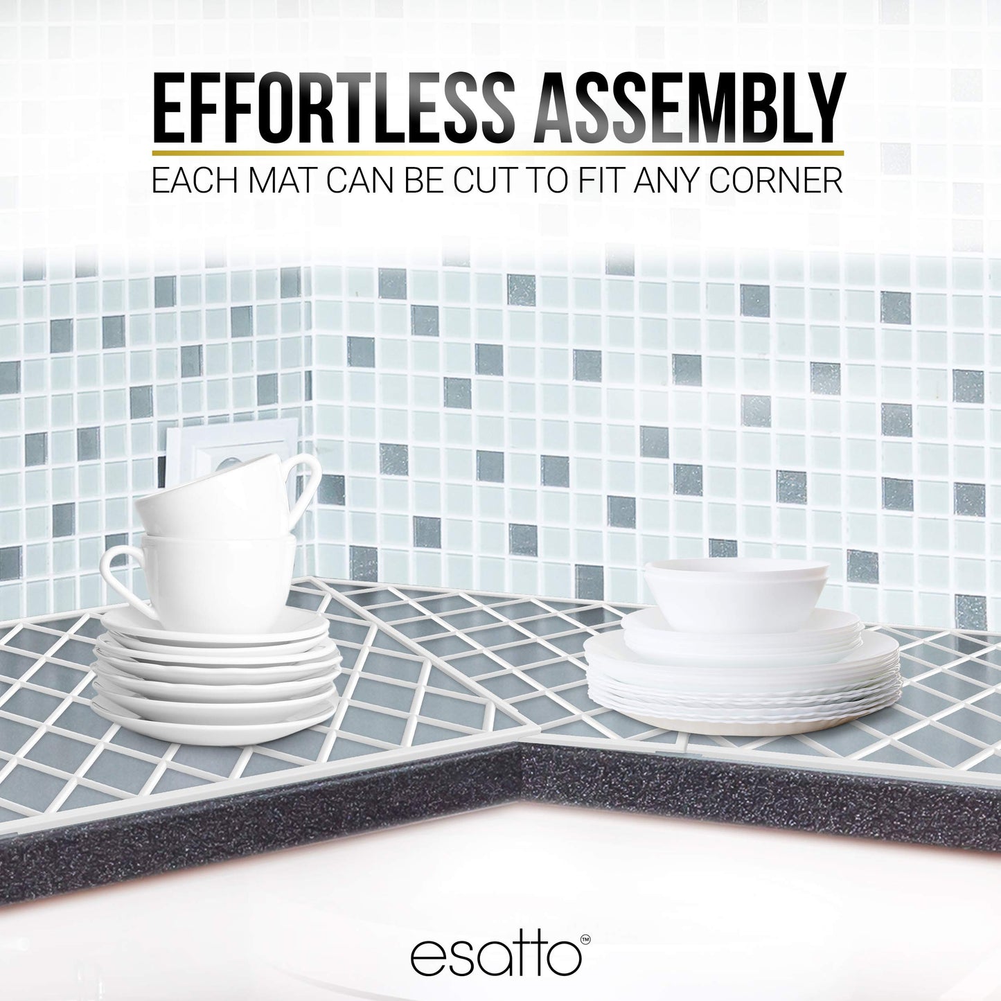Esatto Bar Products 10 Pieces Interlocking Shelf Mats 8 x 12 Inches, Clear - For Spills, Clean Bars, Stain Protection, and an Anti-slip Surface