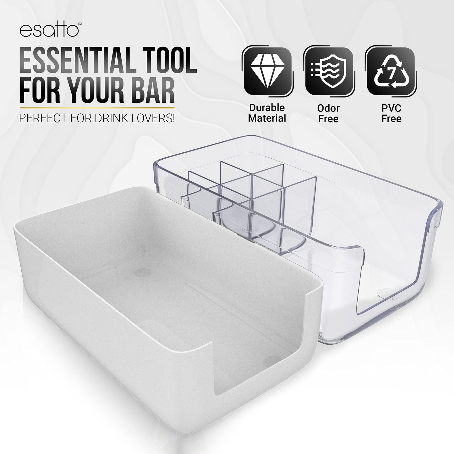 Esatto Bar Products Premium Bar Caddy, with Additional 12 Pourers and 12 Pourer Covers