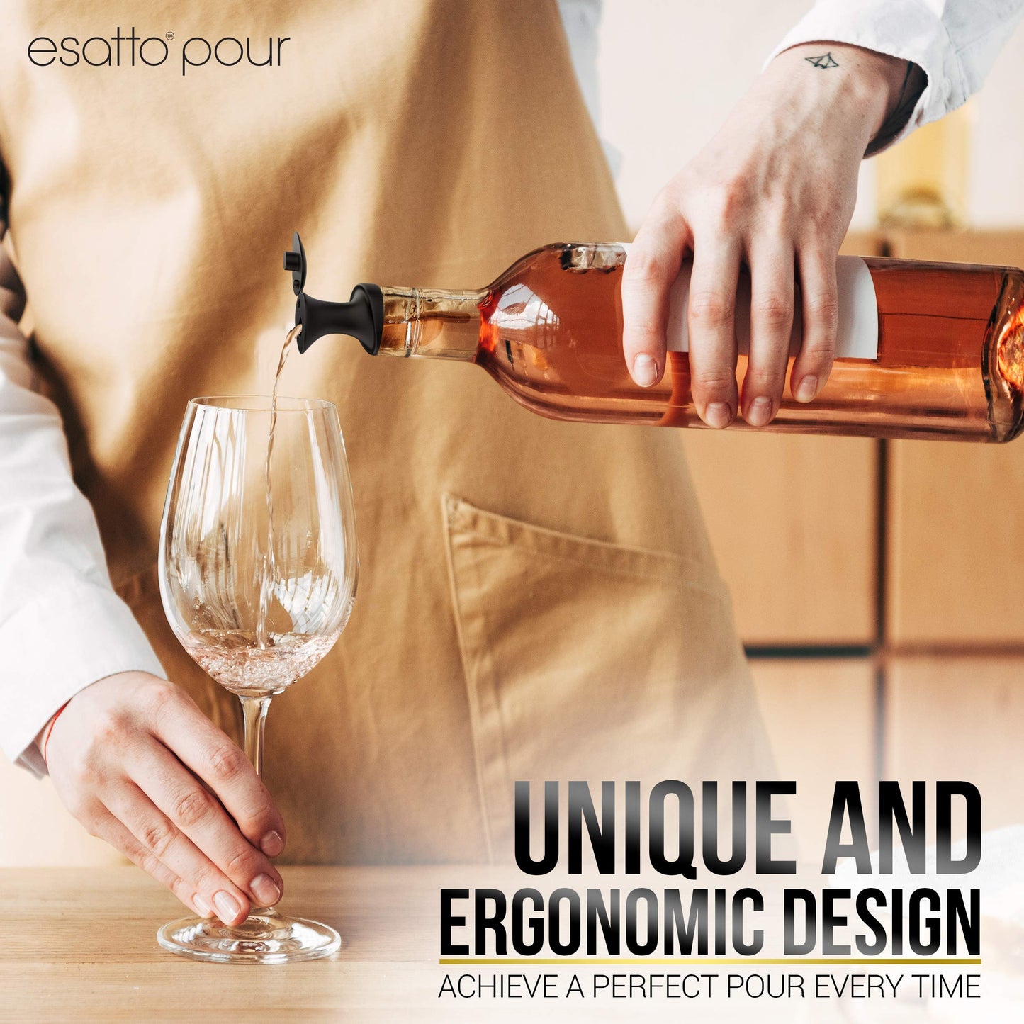 Esatto Pour and Seal, Pourer with Lid – Easy Pour, Lid for Healthy Practices, Professional Bar Tool