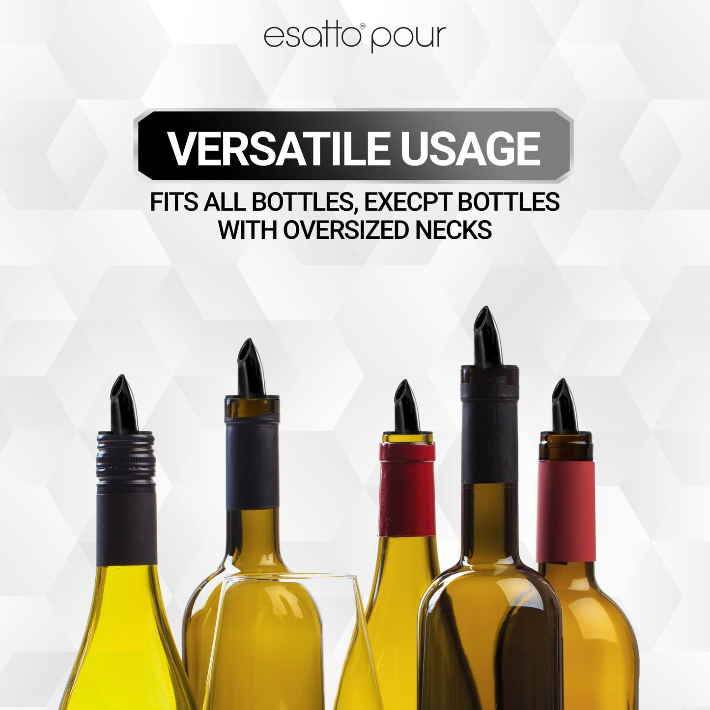 Esatto Pieces Plastic Bottle Pourer or Liquor Spout - Versatile Drink and Alcohol Pourer, Easy Install, Durable Bar Tool