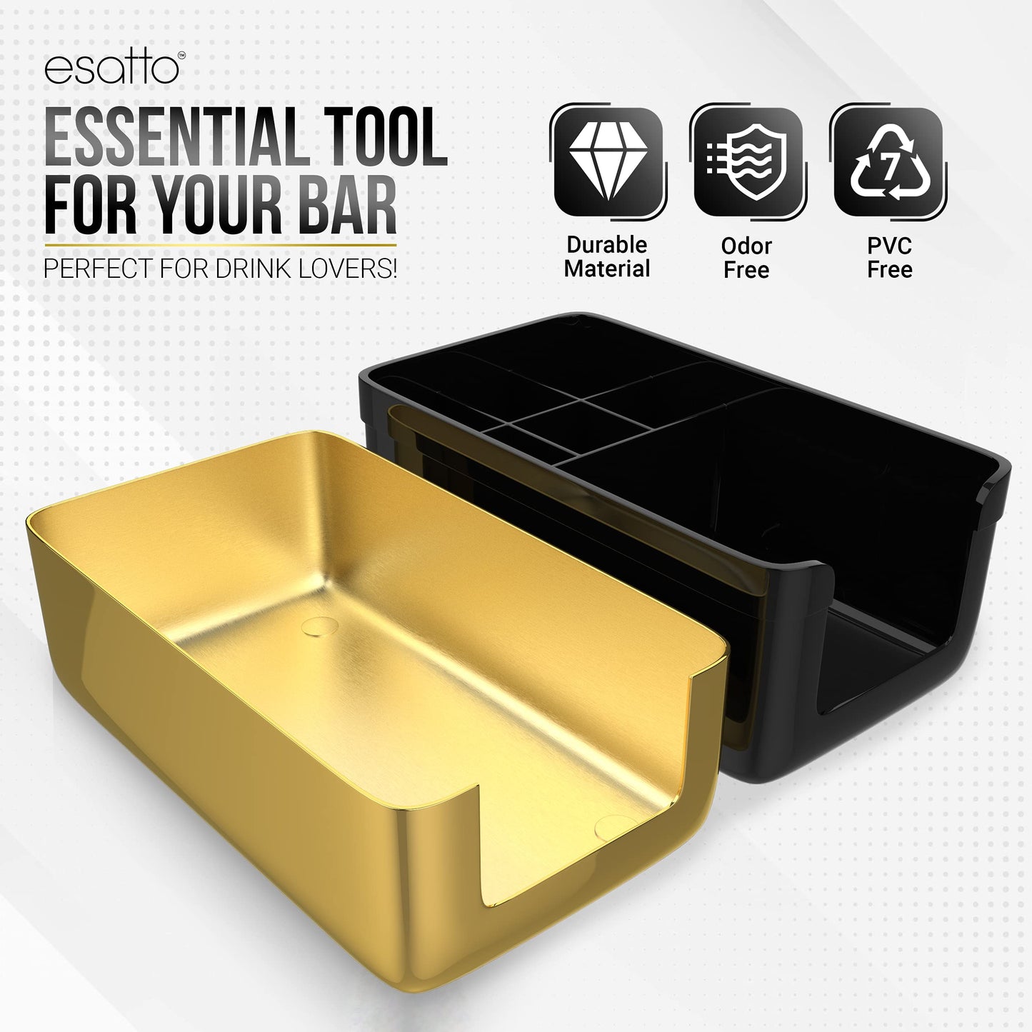Esatto Bar Products Premium Bar Caddy, with Additional 12 Pourers and 12 Pourer Covers