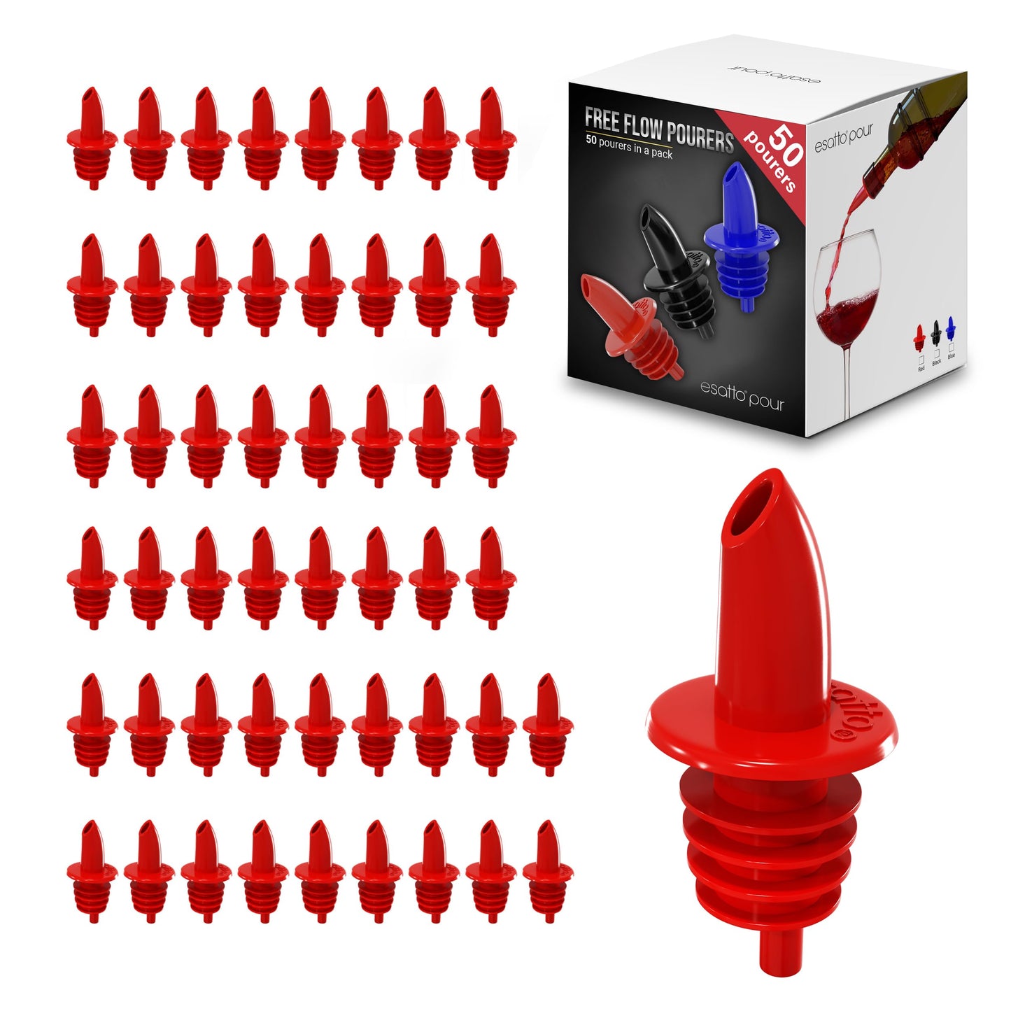 Esatto Pieces Plastic Bottle Pourer or Liquor Spout - Versatile Drink and Alcohol Pourer, Easy Install, Durable Bar Tool