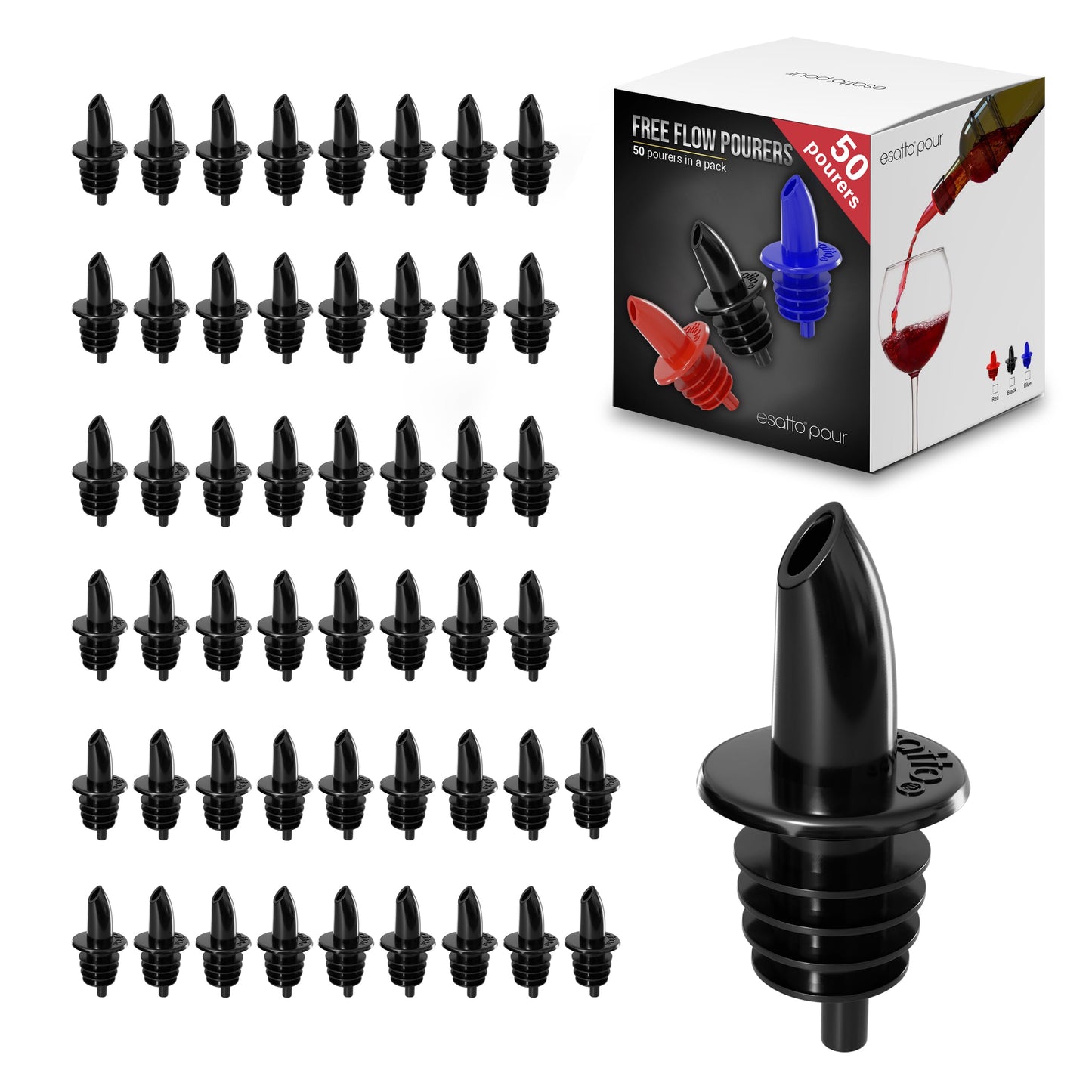 Esatto Pieces Plastic Bottle Pourer or Liquor Spout - Versatile Drink and Alcohol Pourer, Easy Install, Durable Bar Tool