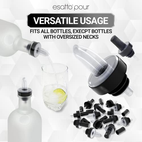 Esatto Bar Products Condiment Holder with Pint Inserts Black, Keeps Fruit and Berries Fresher Longer, Additional 12 Pourers, 12 Pourer Covers, 1 Muddler