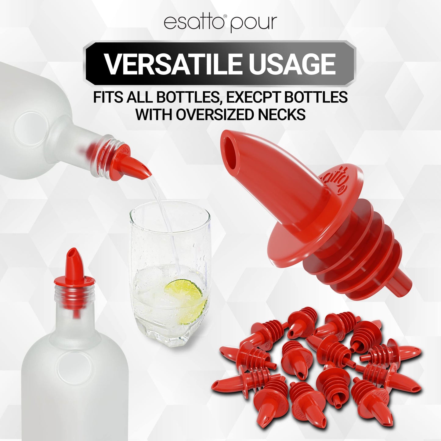 Esatto Pieces Plastic Bottle Pourer or Liquor Spout - Versatile Drink and Alcohol Pourer, Easy Install, Durable Bar Tool