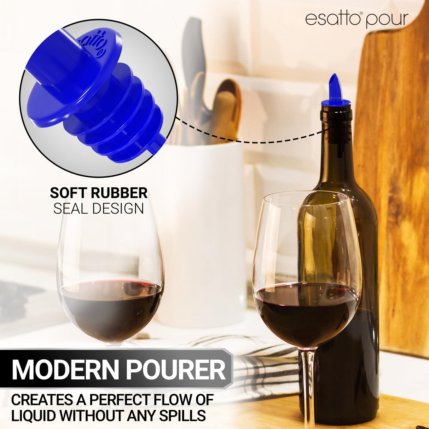 Esatto Pieces Plastic Bottle Pourer or Liquor Spout - Versatile Drink and Alcohol Pourer, Easy Install, Durable Bar Tool
