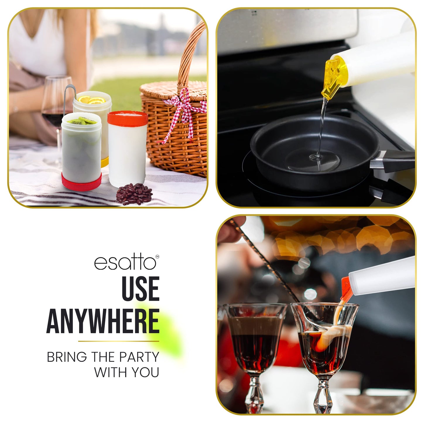 Store and Pour Juice Containers 1 Quart β Flow N Stow Fruit Juice Bottles β Easily Mix, Pour, Store - Bar Supplies Liquor and Juice Pouring Bottles - 1 bar mat for countertop - 12 pourers pour spout