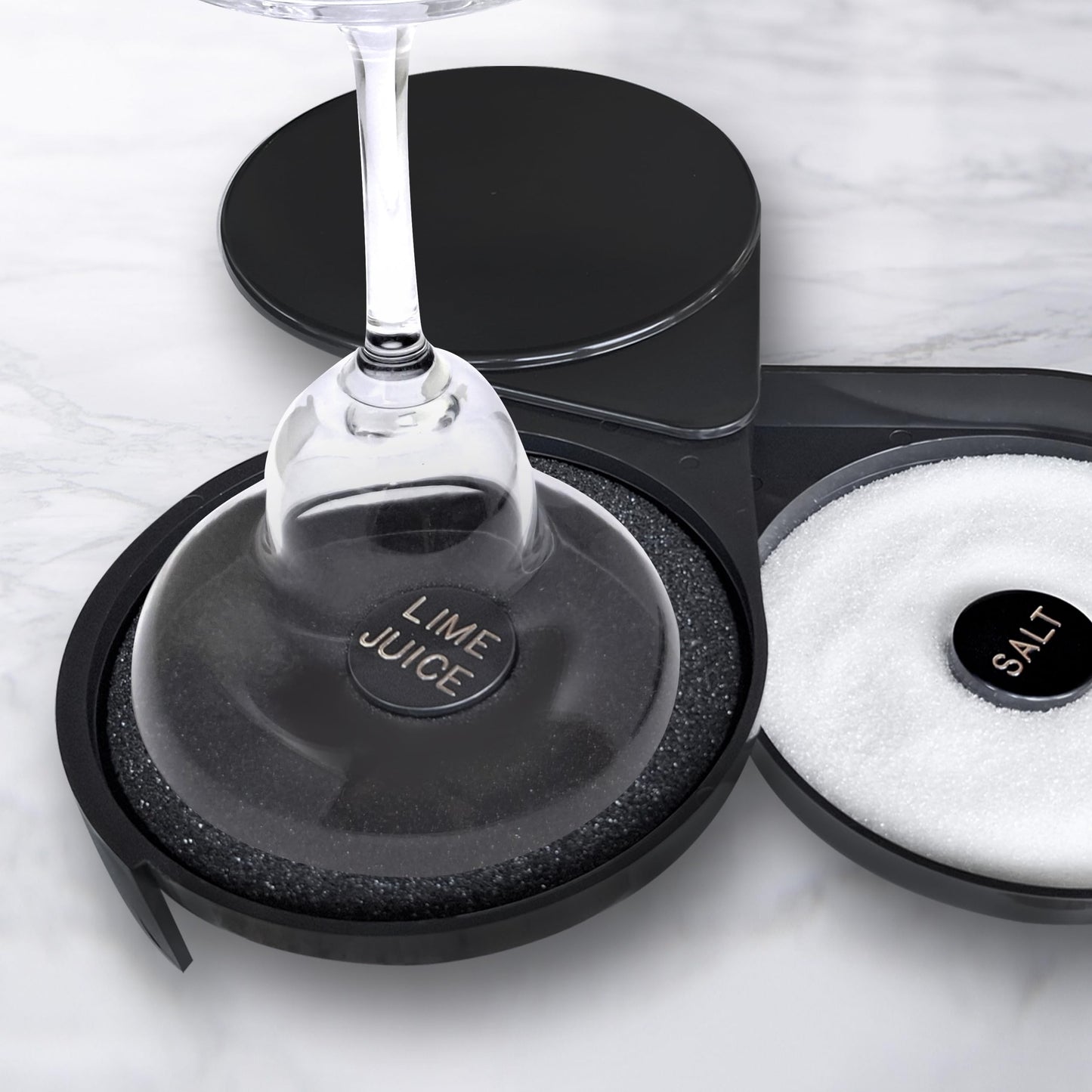 Esatto Glass Salt Rimmer 3 Tier for Margarita Tray and Cocktail, 2 Extra Spongeβs + 3 Pourers β Apply Salt, Sugar, and Lime Juice for Better Drinks and Efficient Drink Preparation