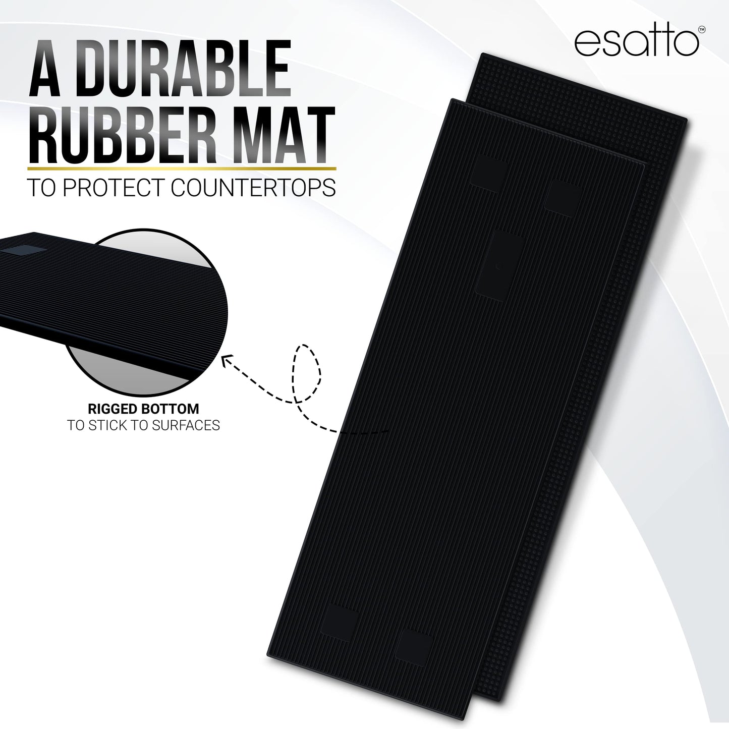 Esatto Professional Bartender Service Mat, Black – Sturdy and Environmental Rubber Bar Service Mat for Protection and Cleanliness, Useful in Bars, Coffee Shops, Restaurants