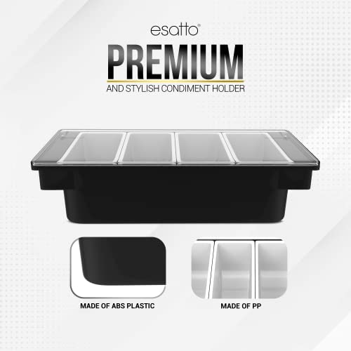 Esatto Bar Products Condiment Holder with Pint Inserts Black, Keeps Fruit and Berries Fresher Longer, Additional 12 Pourers, 12 Pourer Covers, 1 Muddler
