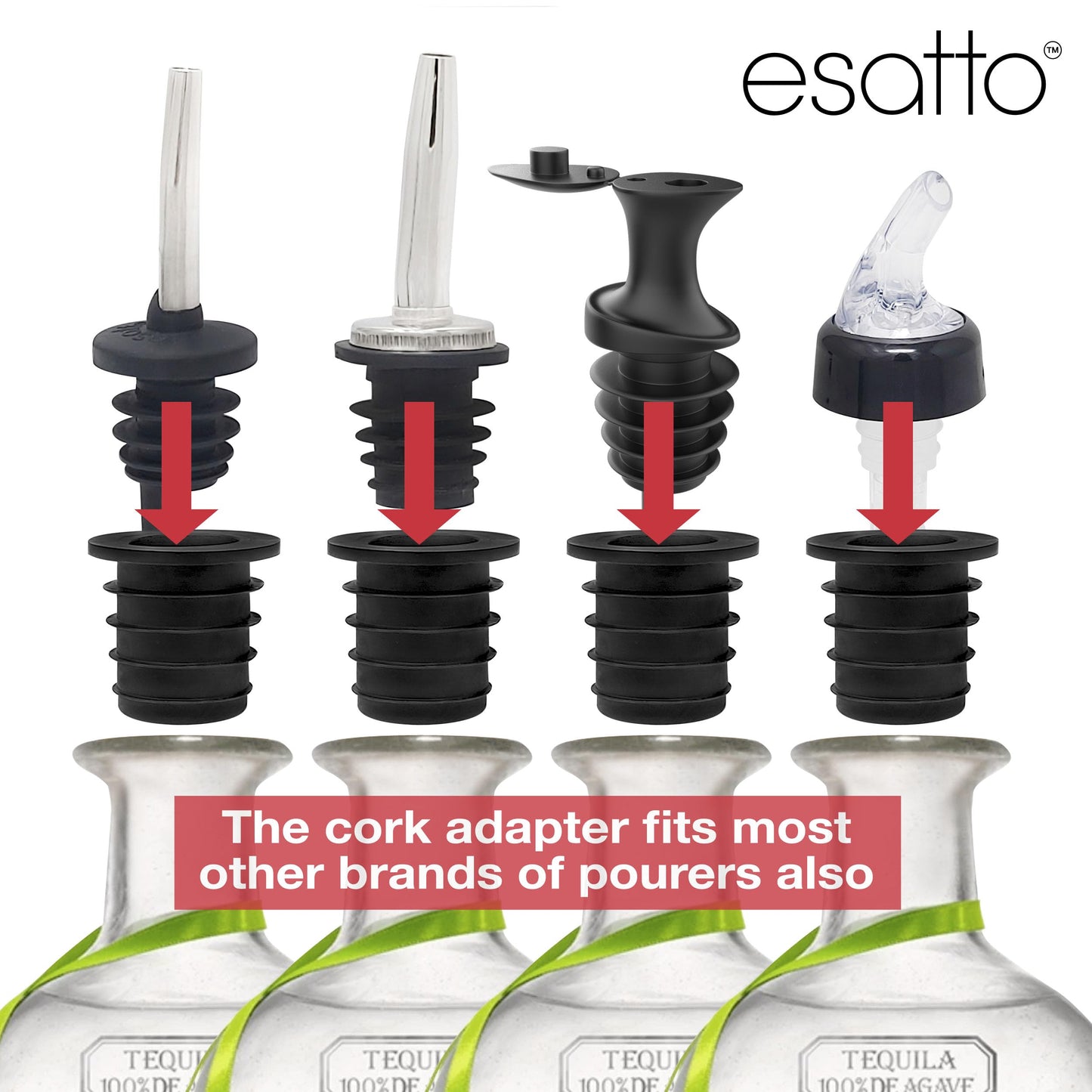 Esatto Pour and Seal, Pourer with Lid – Easy Pour, Lid for Healthy Practices, Professional Bar Tool