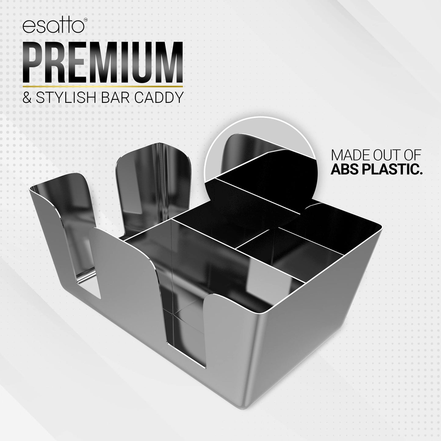 Esatto Bar Caddy, Organize Bar Items, with 12 Plastic Pourers Included