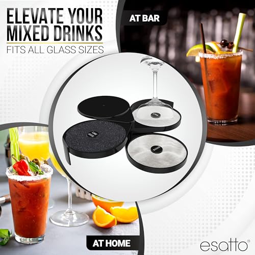 Esatto Glass Salt Rimmer 3 Tier for Margarita Tray and Cocktail, 2 Extra Spongeβs + 3 Pourers β Apply Salt, Sugar, and Lime Juice for Better Drinks and Efficient Drink Preparation