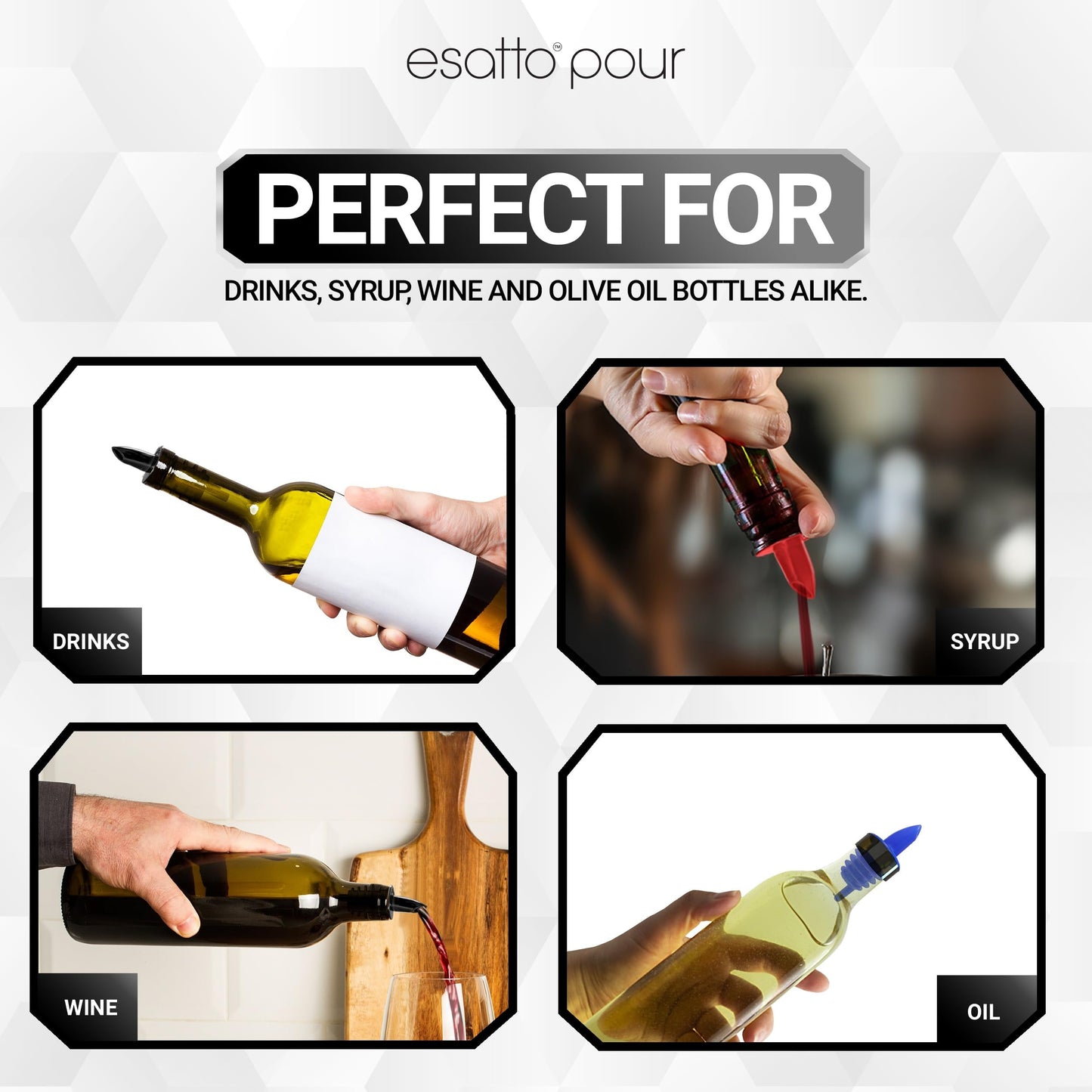 Esatto Pieces Plastic Bottle Pourer or Liquor Spout - Versatile Drink and Alcohol Pourer, Easy Install, Durable Bar Tool