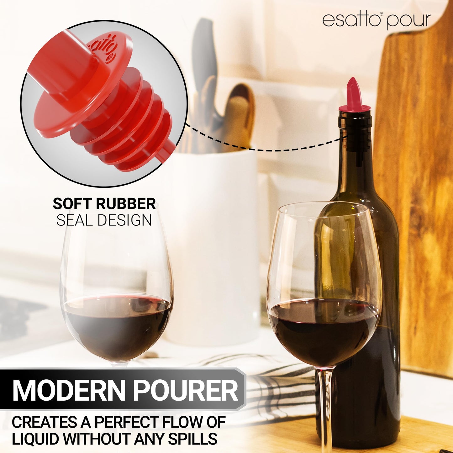Esatto Pieces Plastic Bottle Pourer or Liquor Spout - Versatile Drink and Alcohol Pourer, Easy Install, Durable Bar Tool