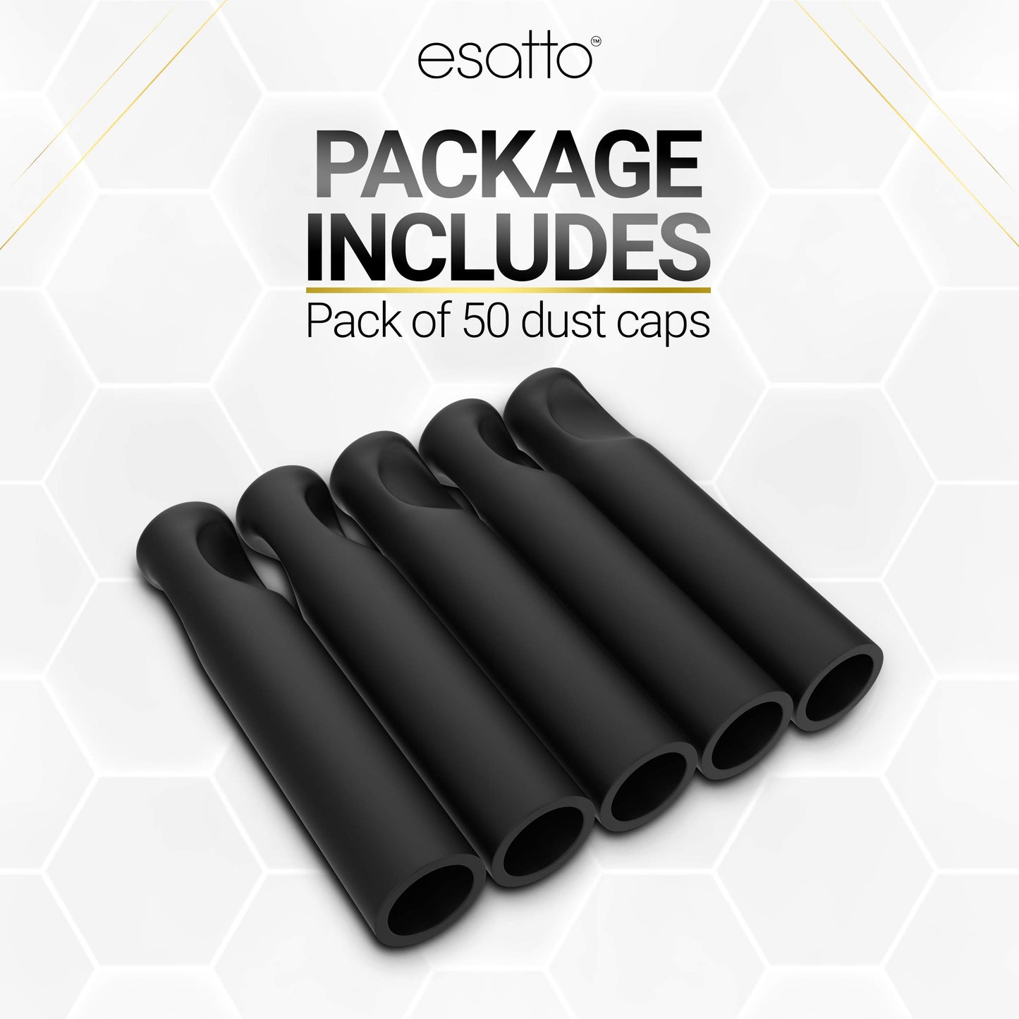 Esatto Rubber Dust Cap, Cap on Freeflow Pourer For Wine and Liquor Bottles and Oil Dispenser Spouts, Black Pour Spout Cover Rubber Caps, Box of (50)