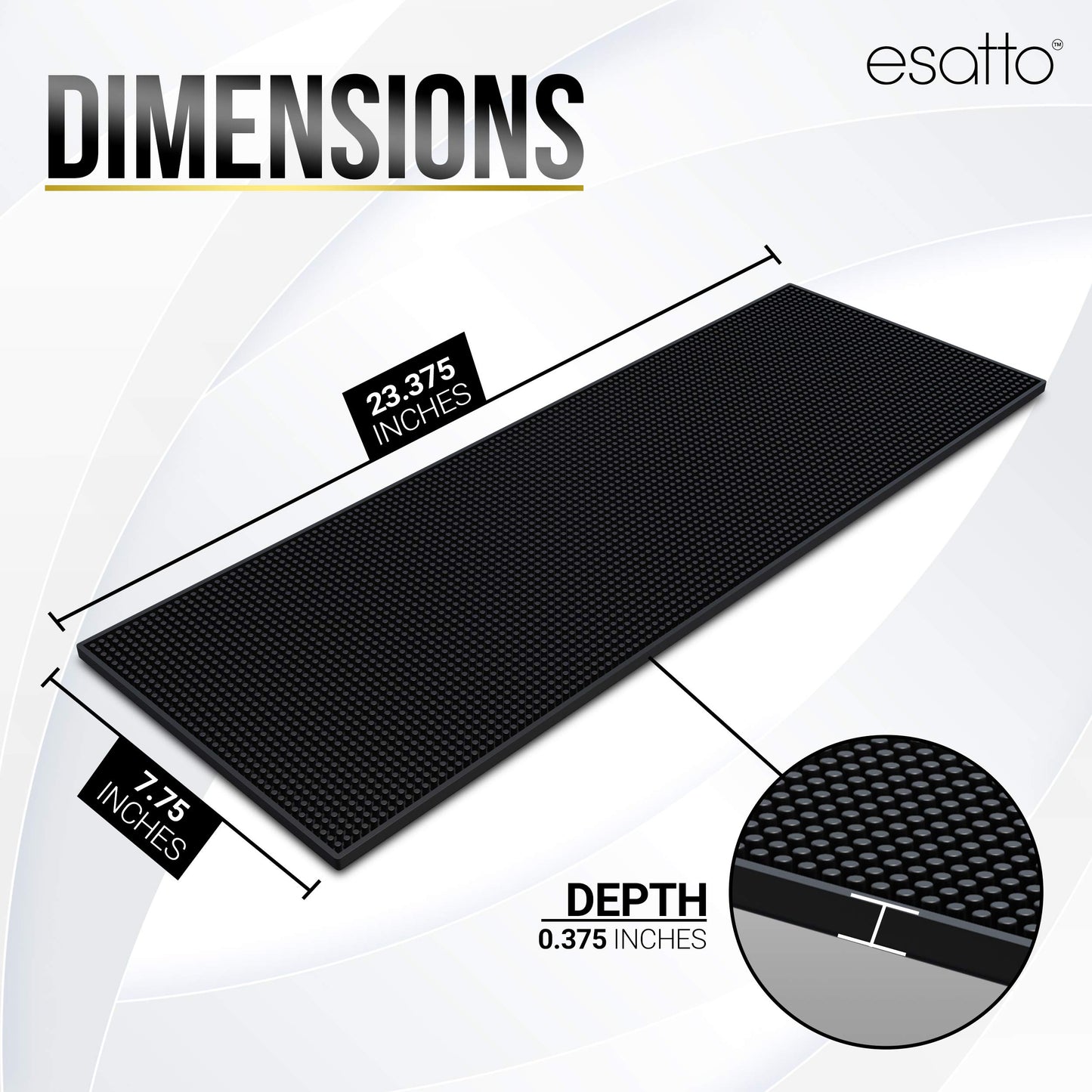 Esatto Professional Bartender Service Mat, Black – Sturdy and Environmental Rubber Bar Service Mat for Protection and Cleanliness, Useful in Bars, Coffee Shops, Restaurants