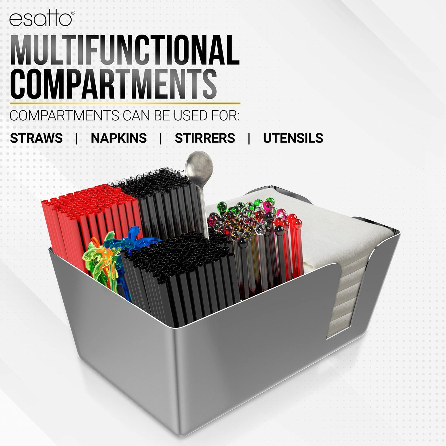Esatto Bar Caddy, Organize Bar Items, with 12 Plastic Pourers Included