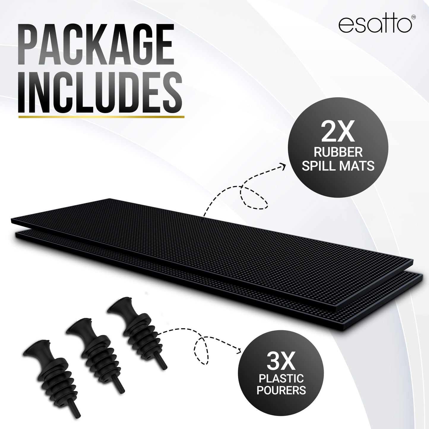 Esatto Professional Bartender Service Mat, Black – Sturdy and Environmental Rubber Bar Service Mat for Protection and Cleanliness, Useful in Bars, Coffee Shops, Restaurants