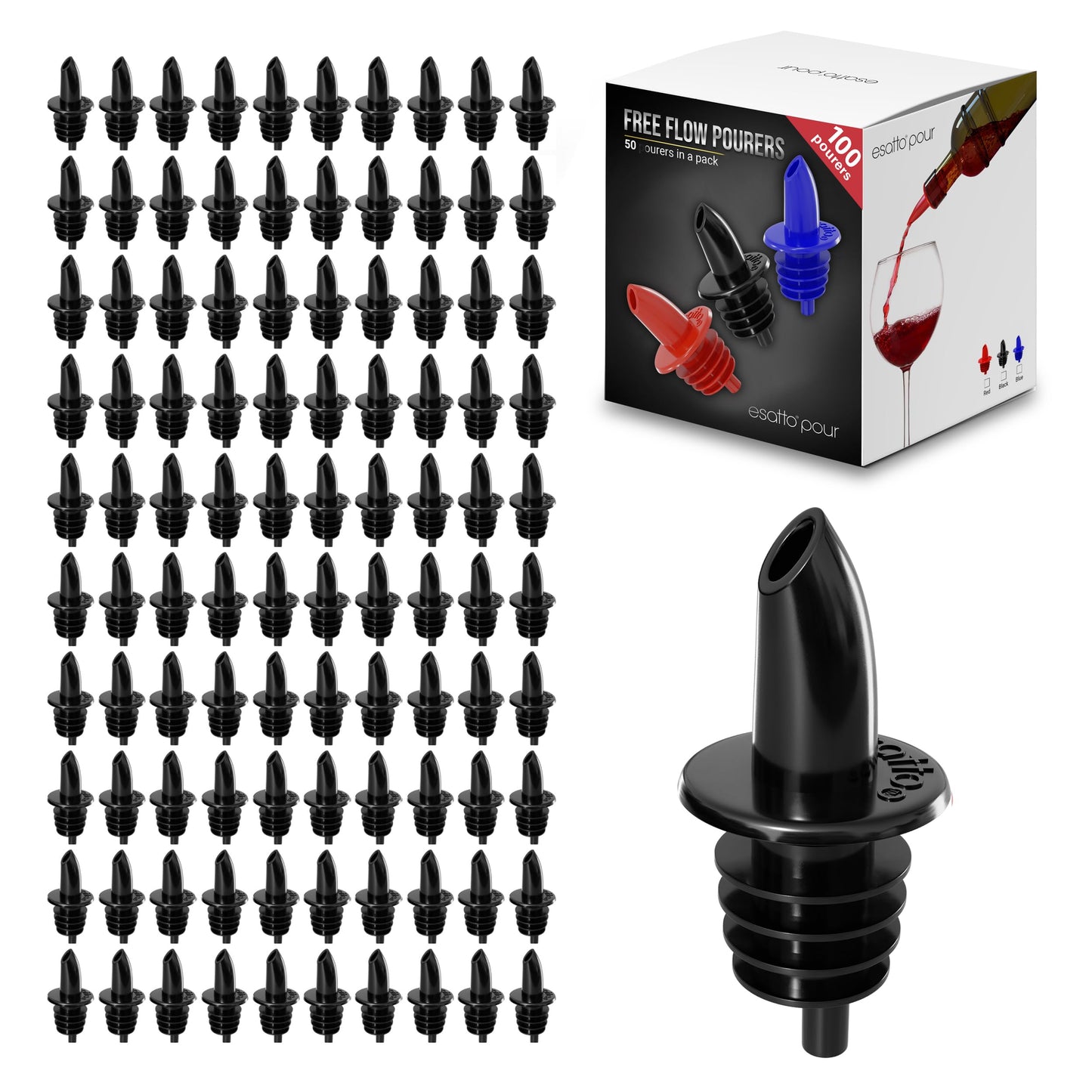 Esatto Pieces Plastic Bottle Pourer or Liquor Spout - Versatile Drink and Alcohol Pourer, Easy Install, Durable Bar Tool