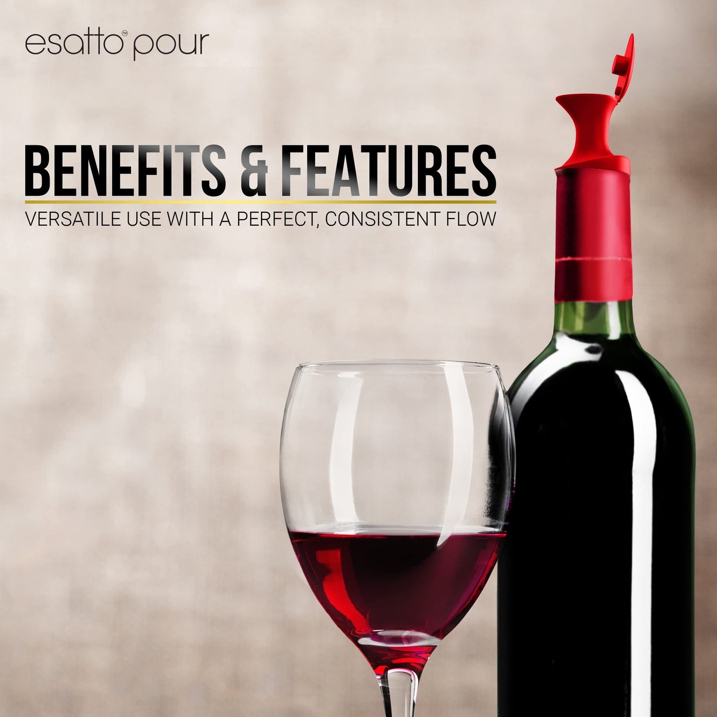 Esatto Pour and Seal, Pourer with Lid – Easy Pour, Lid for Healthy Practices, Professional Bar Tool