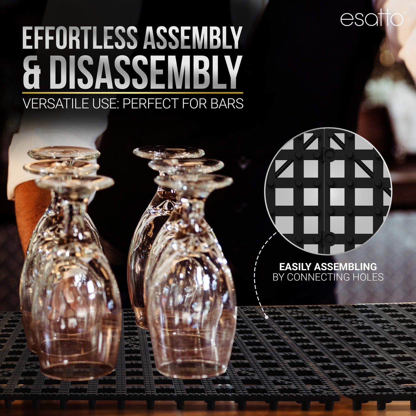Esatto Interlocking Shelf Mats – for Spills, Clean Bars, Stain Protection, and an Anti-Slip Surface