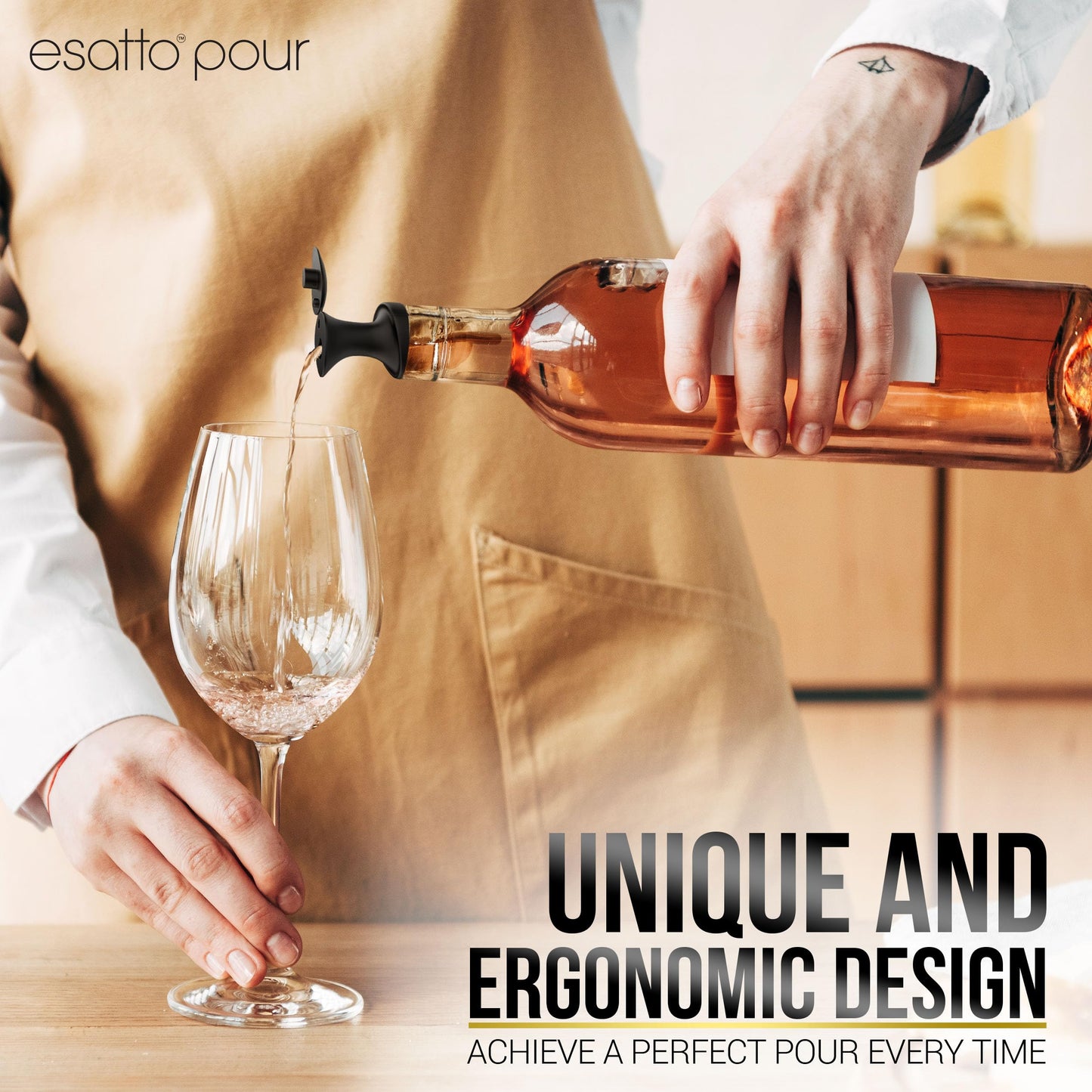 Esatto Pour and Seal, Pourer with Lid – Easy Pour, Lid for Healthy Practices, Professional Bar Tool