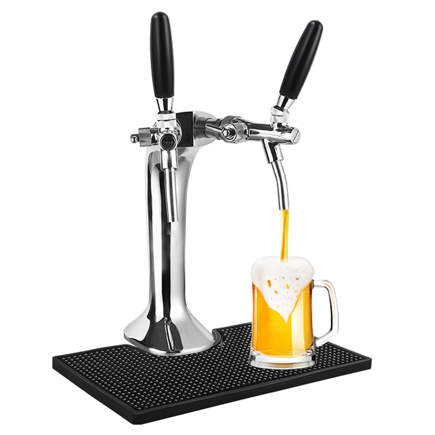 Esatto Beer Drip Tray, Non-Slip Rubber Kegerator Surface Mount Drip Tray Mat, Beverage Bar Drip Tray with Draft Beer Tower Spill Mat Flange Cutout Beer Coffee Service Mat Counter Top Drip Tray