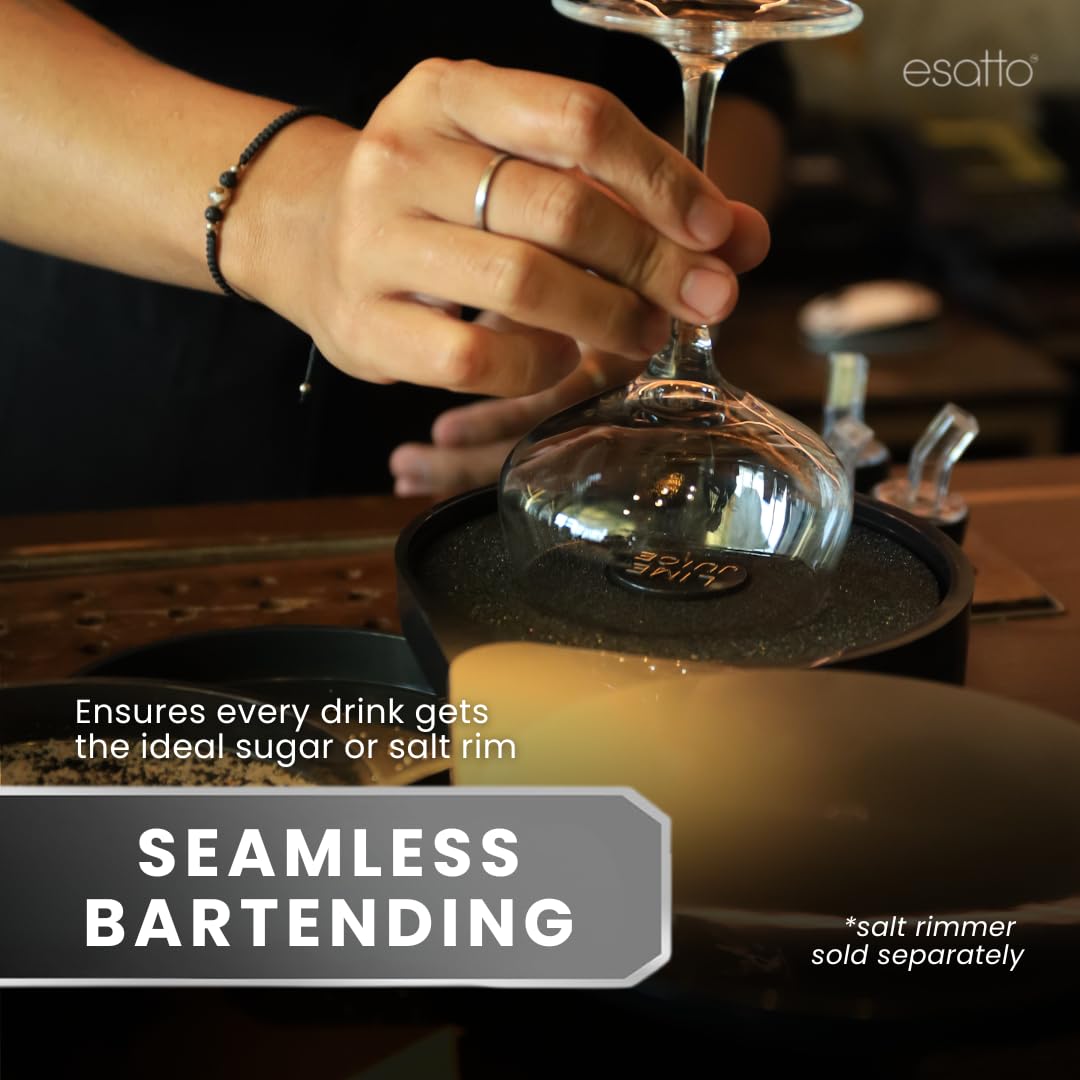 Esatto Glass Salt Rimmer 3 Tier for Margarita Tray and Cocktail, 2 Extra Spongeβs + 3 Pourers β Apply Salt, Sugar, and Lime Juice for Better Drinks and Efficient Drink Preparation