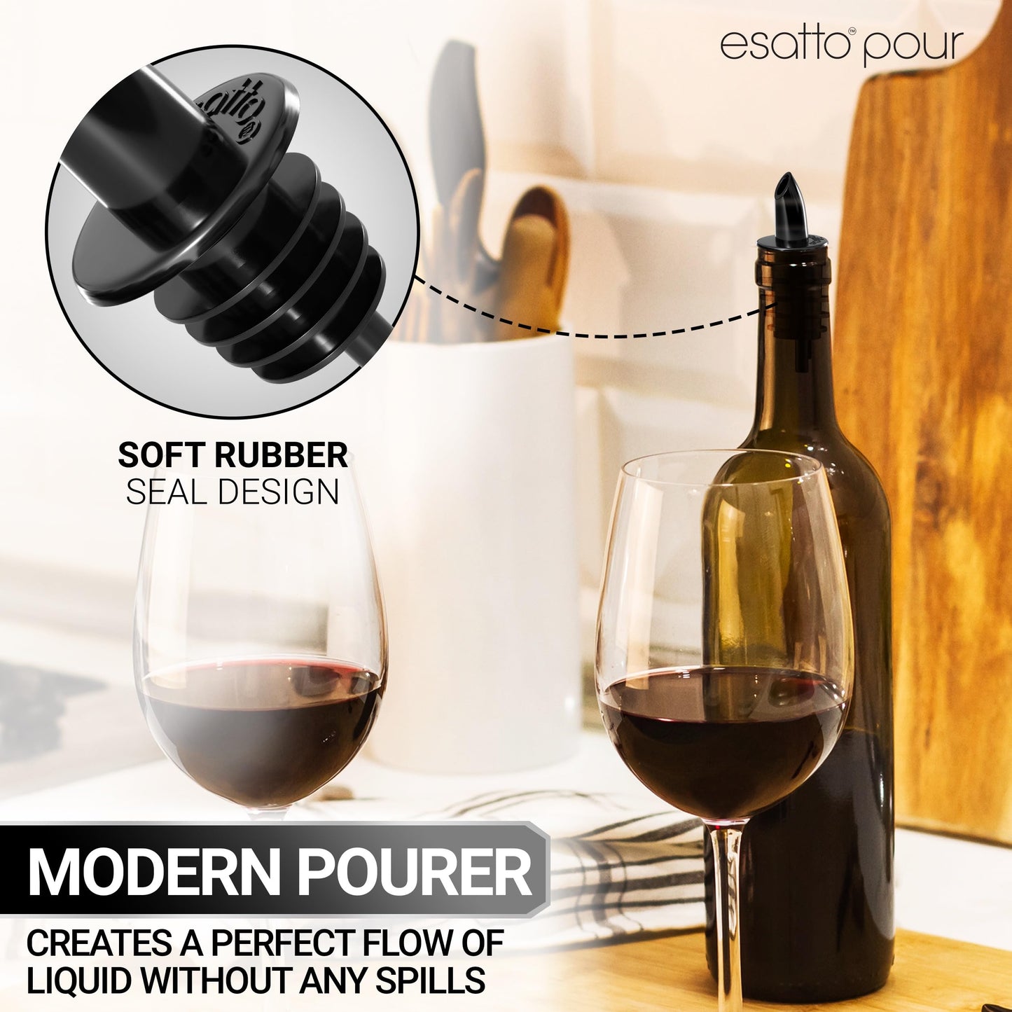 Esatto Pieces Plastic Bottle Pourer or Liquor Spout - Versatile Drink and Alcohol Pourer, Easy Install, Durable Bar Tool