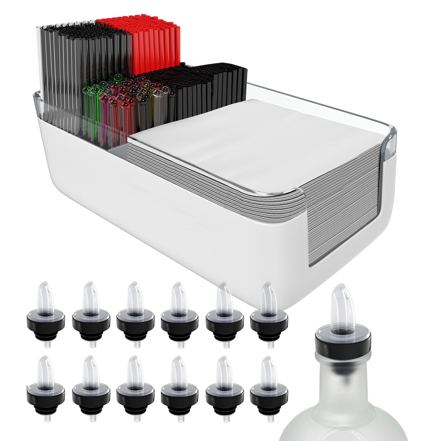 Esatto Bar Products Premium Bar Caddy, with Additional 12 Pourers and 12 Pourer Covers