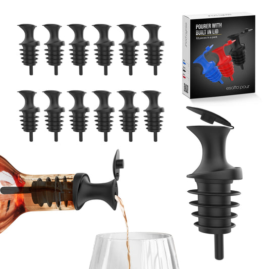 Esatto Pour and Seal, Pourer with Lid – Easy Pour, Lid for Healthy Practices, Professional Bar Tool