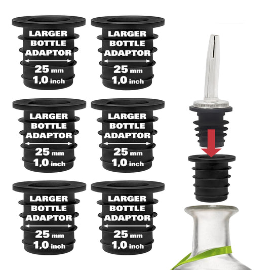 Esatto Liquor Pourer Adapters - 12 Pieces Set, Perfect for Large Olive Oil Bottles and Liquor Bottles - Up to 1 Inch/25mm Neck Converts Any Spout into a Large Pour Spout