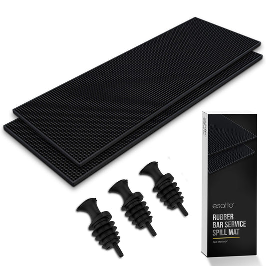 Esatto Professional Bartender Service Mat, Black – Sturdy and Environmental Rubber Bar Service Mat for Protection and Cleanliness, Useful in Bars, Coffee Shops, Restaurants