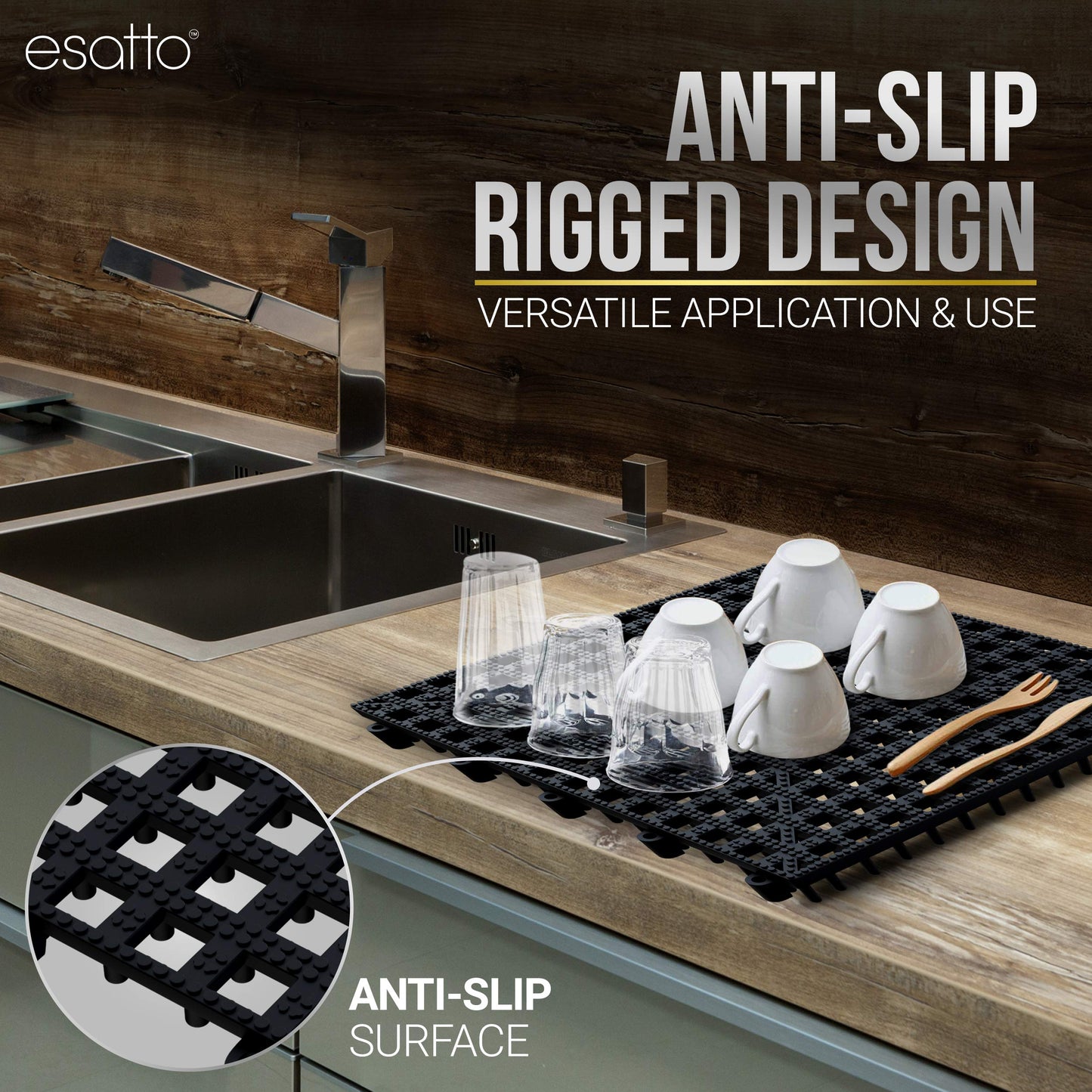 Esatto Interlocking Shelf Mats – for Spills, Clean Bars, Stain Protection, and an Anti-Slip Surface